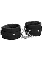 Ouch! Plush Leather Wrist Cuffs - Black