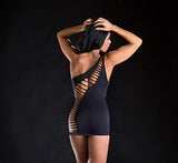 Naughty Girl Black 1 Shoulder Dress W/ Holes O/S (Net)