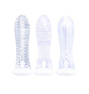 The 9S Vibrating Sextenders 3 Pack Nubbed Contoured Ribbed