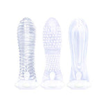 The 9S Vibrating Sextenders 3 Pack Nubbed Contoured Ribbed