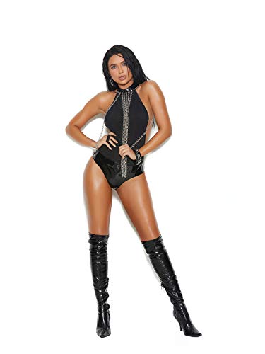 Vinyl&Mesh Teddy W/Chain Front Black O/S