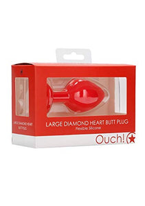 Diamond Heart Butt Plug - Large - Red