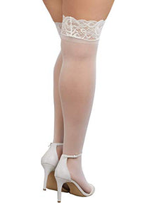 Dg Thigh Highs W/ Silicone Top Wht Q
