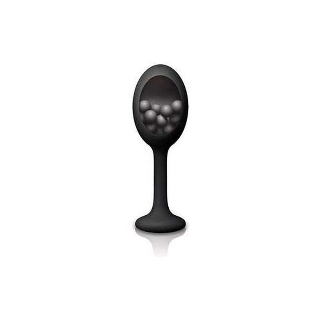 Renegade - Rattler Cherry-Stem Tail Anal Butt Plug With Metal Beads For Intense Stimulation- Black