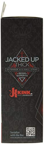 Kink By Doc Johnson Jacked Up Extender With Ball Strap - Thick - Internally Textured Tpe Penis Extension Sleeve - Adds Length An