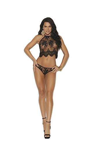 Elegant Moments Cami Bra & Panty Set, S, Black