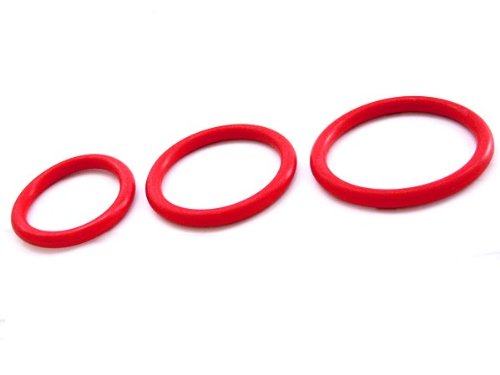 M2M Cock Ring, Nitrile, 3 Piece Set, Red