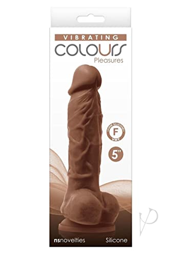 Colours - Pleasures - Vibrating - 5 Inch Dildo -  Brown