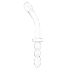 Glas 12In Girthy Ribbed G-Spot Glass Dildo W/ Handle Grip