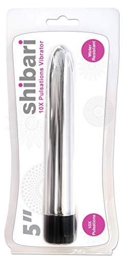 Shibari Classic 5&quot; Vibrator Slim Line Adult Sex Toy For Women (Silver)