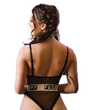 Vibes Fuck Off Mesh Playsuit S/M Black