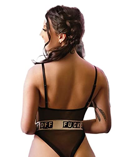Vibes Fuck Off Mesh Playsuit Qs Black