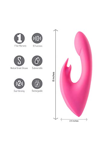 Leah Usb Rechargeable Silicone 10-Function Rabbit Vibrator - Pink
