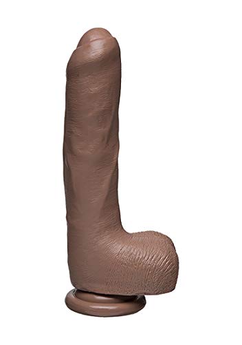 Doc Johnson The D - Uncut D - 9 Inch With Balls - Firmskyn - 8.75&quot; Long And 1.75&quot; Wide - Suction Cup Base - O-Ring Harness Compatible Dildo, Caramel