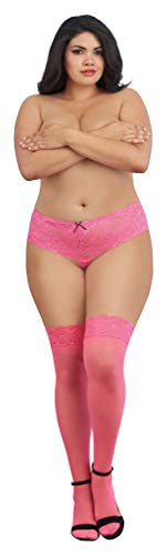 Dg Neon Thigh Highs W/ Silicn Top Pnk Os