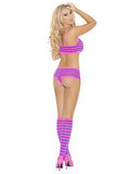3 Piece Booty Shorts Set - One Size - Neon Pink/Neon Purple