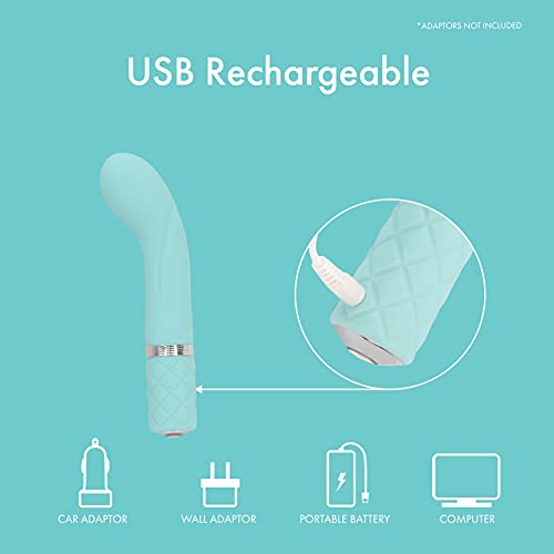 Pillow Talk Racy Mini Vibrator Flexible For Optimal G-Spot Stimulation Incremental Speed Control For Precise Power With Swarovski Crystal Button Rechargeable For Cordless Play (Teal)