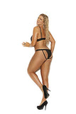 Leather And Fishnet 2Pc Set Black 3X