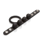 Calexotics Large Weighted C-Ring Ball Stretcher Silicone Fully Adjustable 3 Snap Design Erection Enhancer, Black,43057