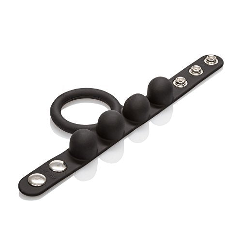 Calexotics Large Weighted C-Ring Ball Stretcher Silicone Fully Adjustable 3 Snap Design Erection Enhancer, Black,43057