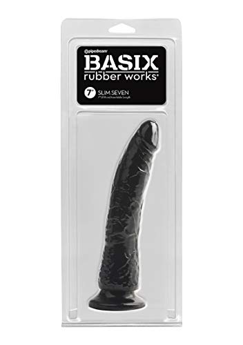 Basix Rubber Works Slim 7-Inch Dong with Suction Cup Black