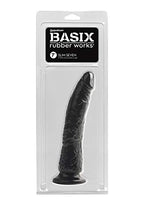 Basix Rubber Works Slim 7-Inch Dong with Suction Cup Black