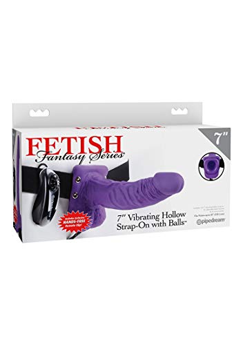 Fetish Fantasy 7 Vibrating Hollow Strap On W/Balls Purple &quot;