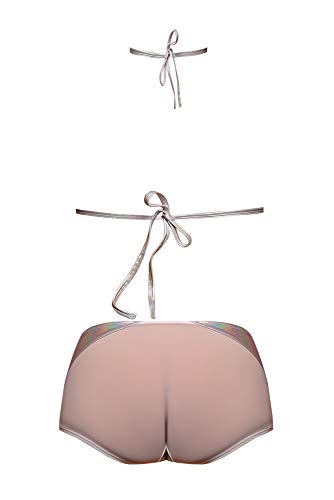 Ms Oil Slick Bra & Boy Short Set Sil 1Sq
