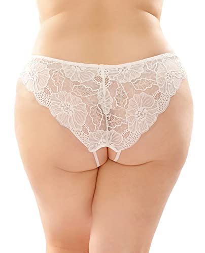 Poppy Crotchless  Panty 6Pk Q/S White