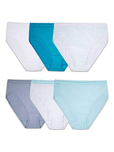 Fruit of the Loom womens Tag Free Cotton Hi Cut Panties (Regular & Plus Size) briefs underwear, 6 Pack - Assorted Colors, US