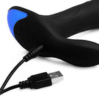 Alpha-Pro 17X P-Trigasm 3-In-1 Silicone Prostate Stimulator, Black, 6.5 Inch In Total Length, 5.3 Inch Insertable Length, 1 Inch