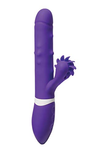 Doc Johnson Ivibe Select - Iroll - Silicone Rabbit-Style Vibrator - Pleasure Beads Along Shaft Move Up-And-Down, Clit-Stimulating Wheel Of Rotating Silicone"Tongues", Purple