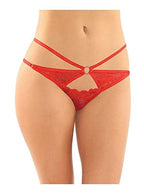 Jasmine Strappy Lace Thong 6Pk Q/S Red