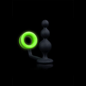 Glow Beads Butt Plug W/ Cock Ring Glow In The Dark