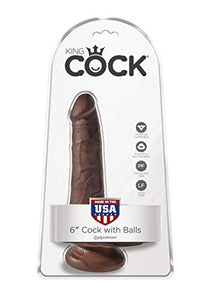 King Cock 6In Cock With Balls - Brown