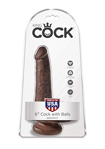 King Cock 6In Cock With Balls - Brown