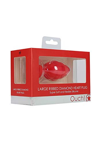 (Wd) Large Ribbed Diamond Hear Plug Red