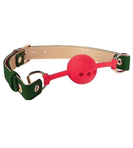 Spartacus Silicone Ball Gag W/Green Gold Pu Straps - 46 Mm