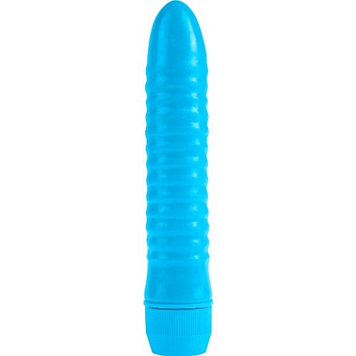 (Wd) Neon Ribbed Rocket Blue Vibrator