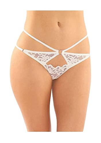 Jasmine Strappy Lace Thong 6Pk Q/S White