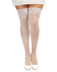 Dg Thigh Highs W/ Silicone Top Wht Q