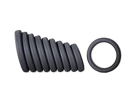 Perfectfit Brand Xact-Fit Play Zone Cock Ring Kit Stackable Silicone Multiple Sizes Firm Fit Durable Set Of 9 Rings With Sturdy Storage Cone