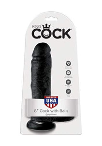 Pipedream King Cock With Balls, Black, 8 Inch