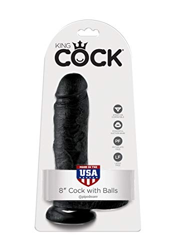 Pipedream King Cock With Balls, Black, 8 Inch