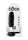 Pipedream King Cock With Balls, Black, 8 Inch