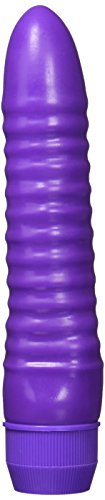 Pipedream Neon Ribbed Rocket Dildo, Purple, 1 Pound