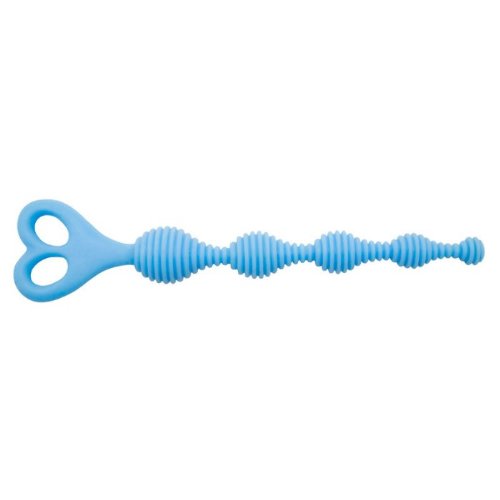 Adam & Eve Bum Buddies, Silicone Stripes Anal Beads, Blue