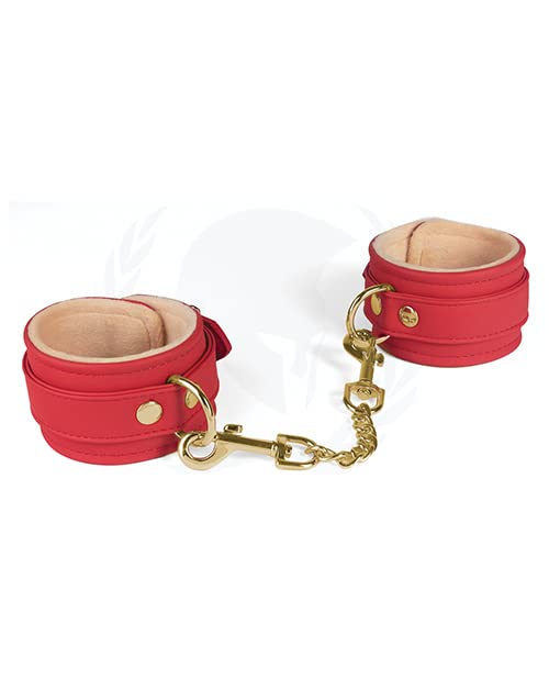 Red Pu Wrist Cuffs With Plush Lining