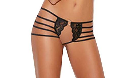Lace Crotchless Panty W/ Strap Black S/M