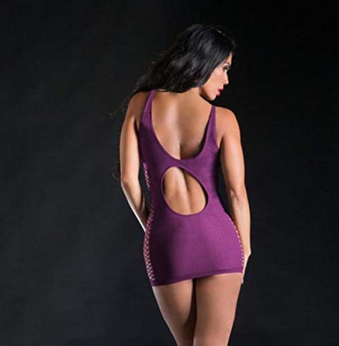 Naughty Girl Spaghetti String Dress Wild Leaf Purple O/S (Net)